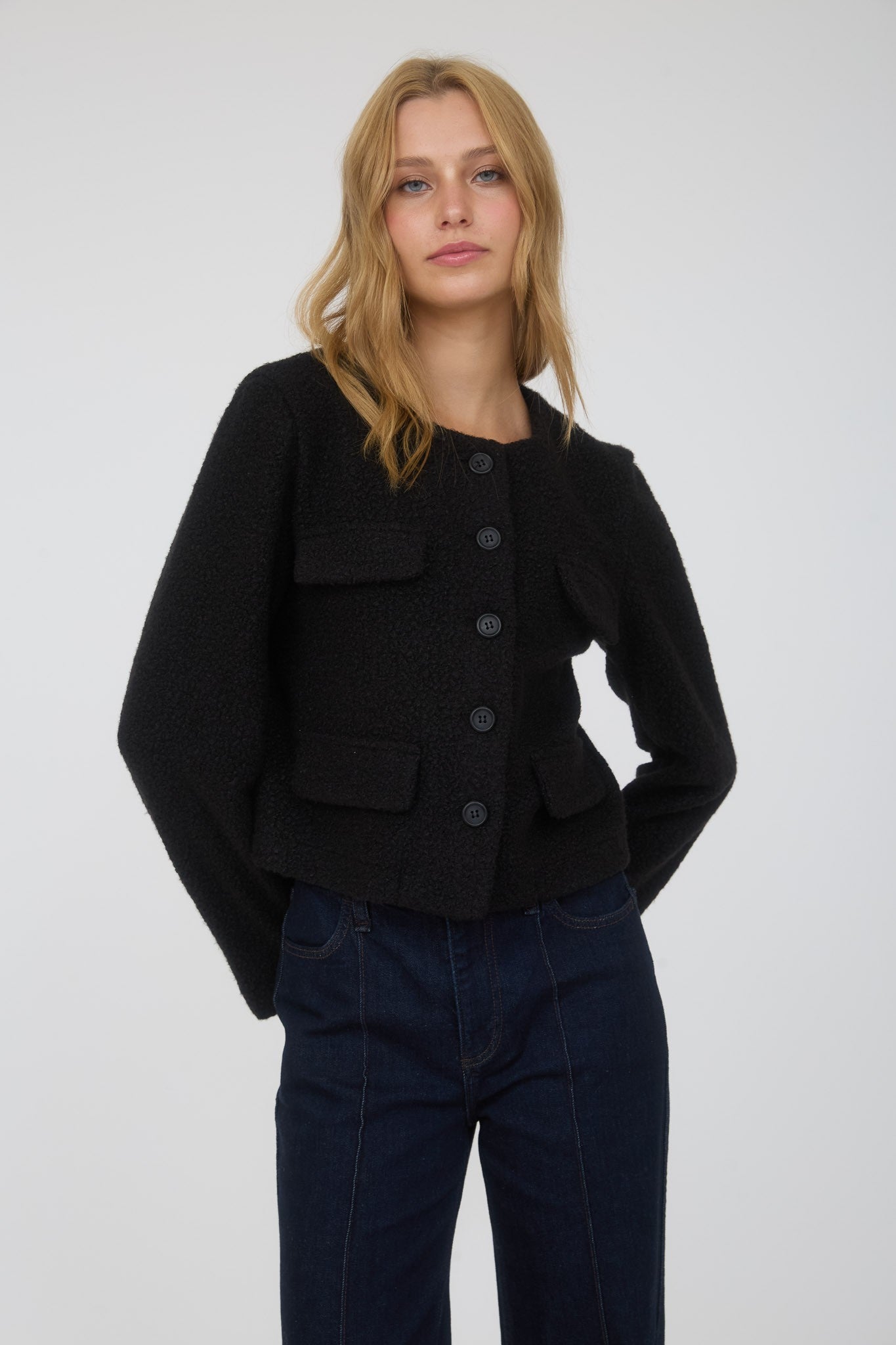 BUTTON DOWN TWEED JACKET