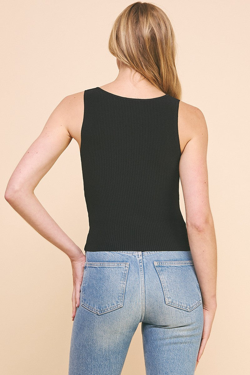 SQUARE NECK RIBBED TANK