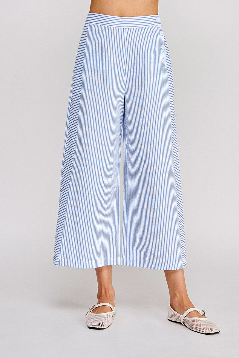 STRIPED SIDE BUTTON DETAIL PANTS