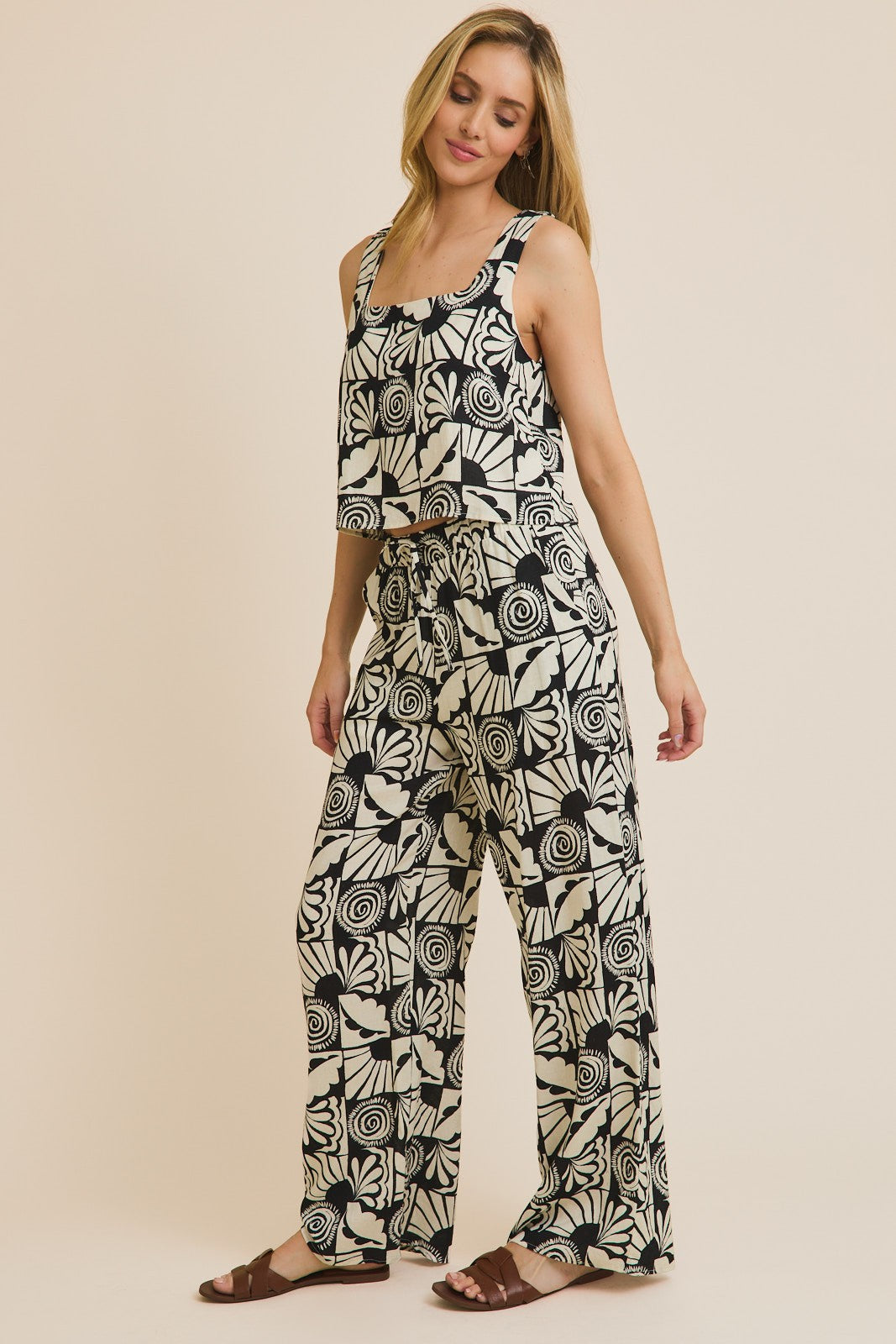 ELASTIC WAIST PRINT PANT