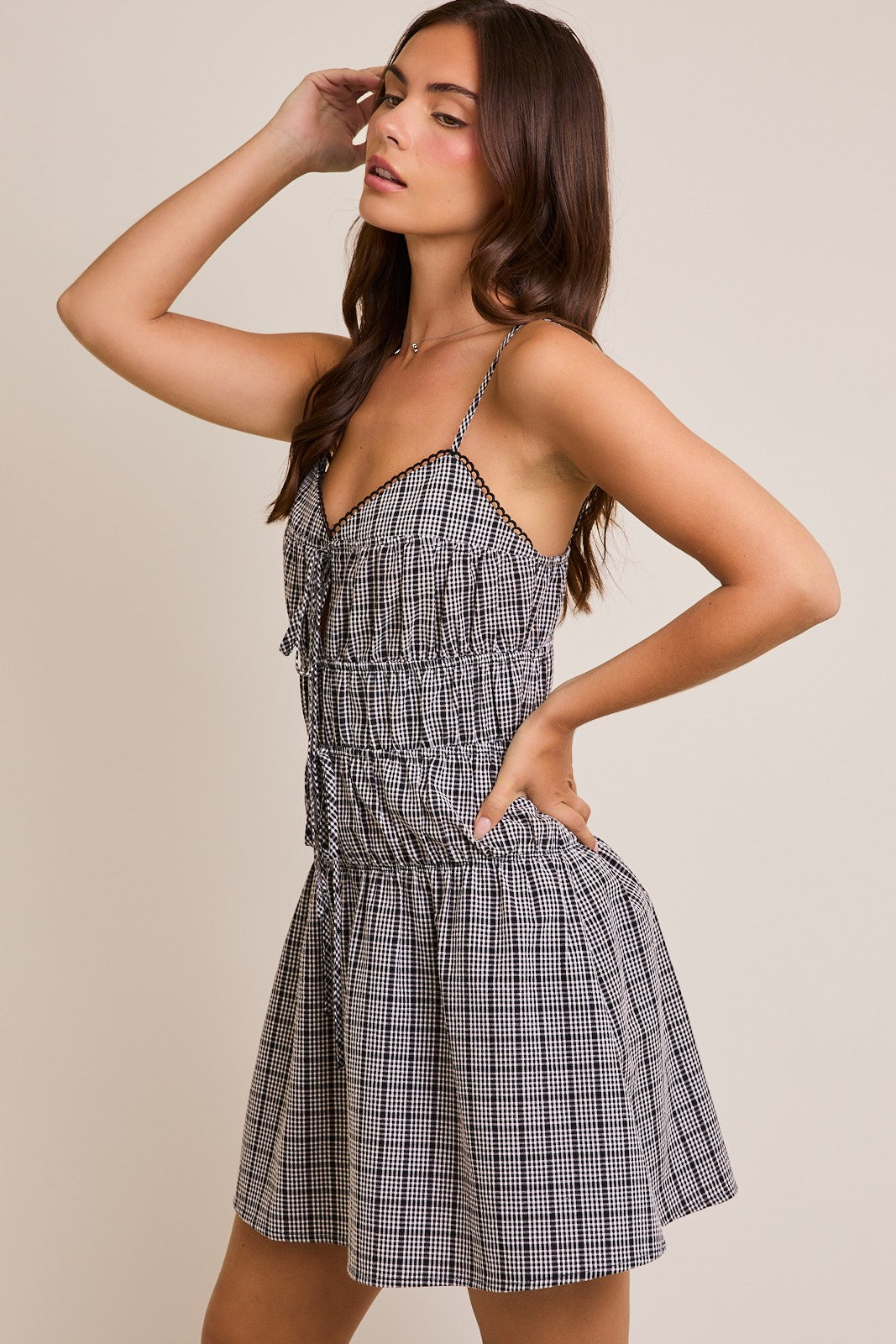 CHECKER PRINT MINI DRESS