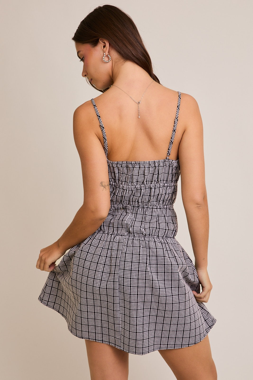 CHECKER PRINT MINI DRESS