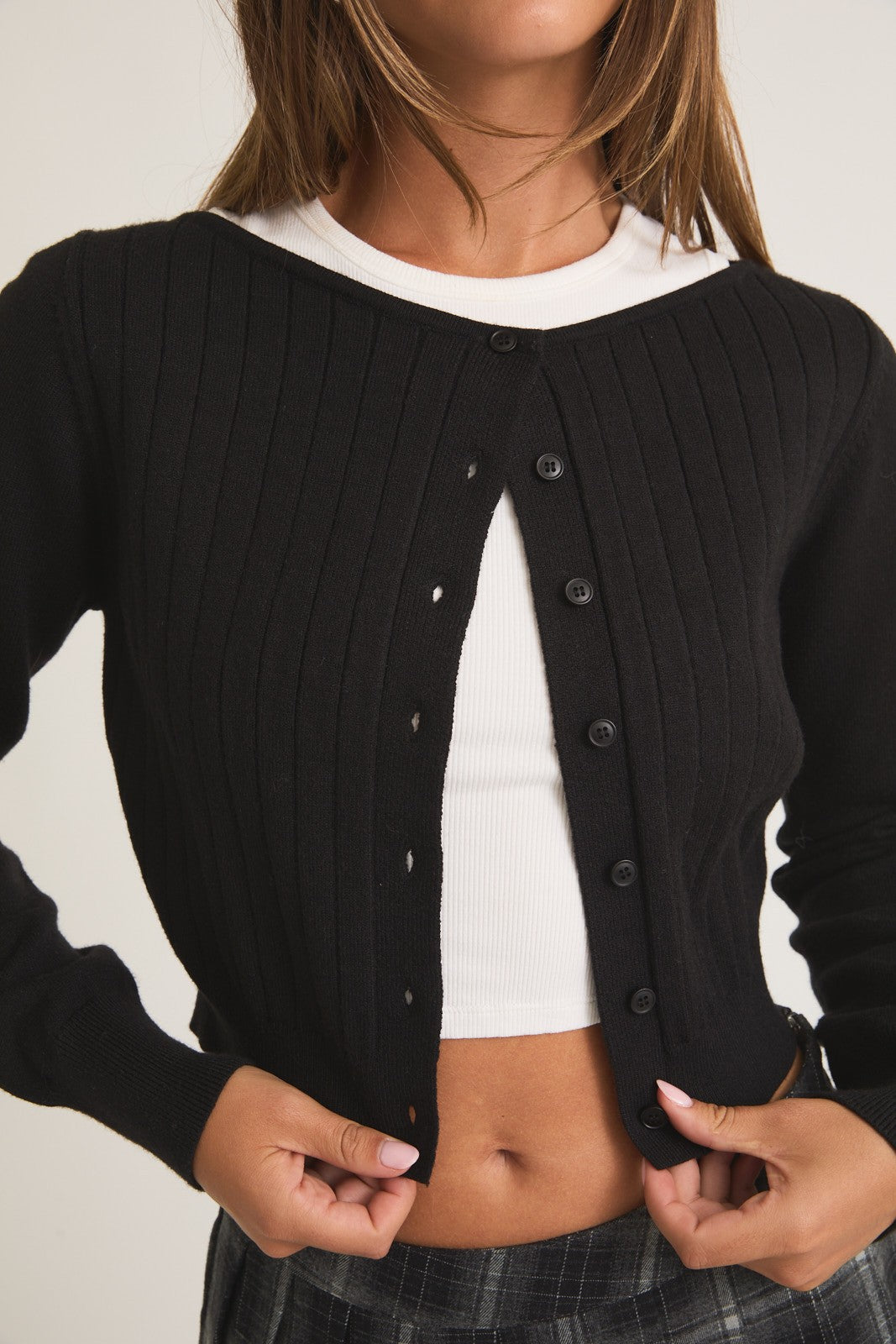 BOAT NECK RIB CARDIGAN