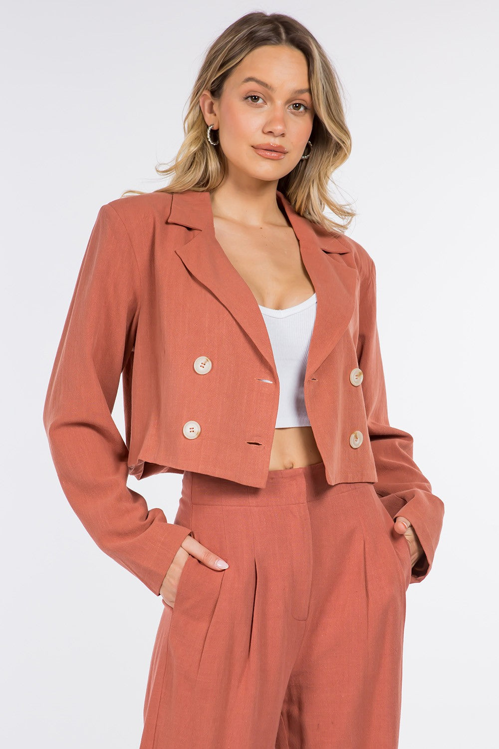 CROPPED LINEN BLAZER