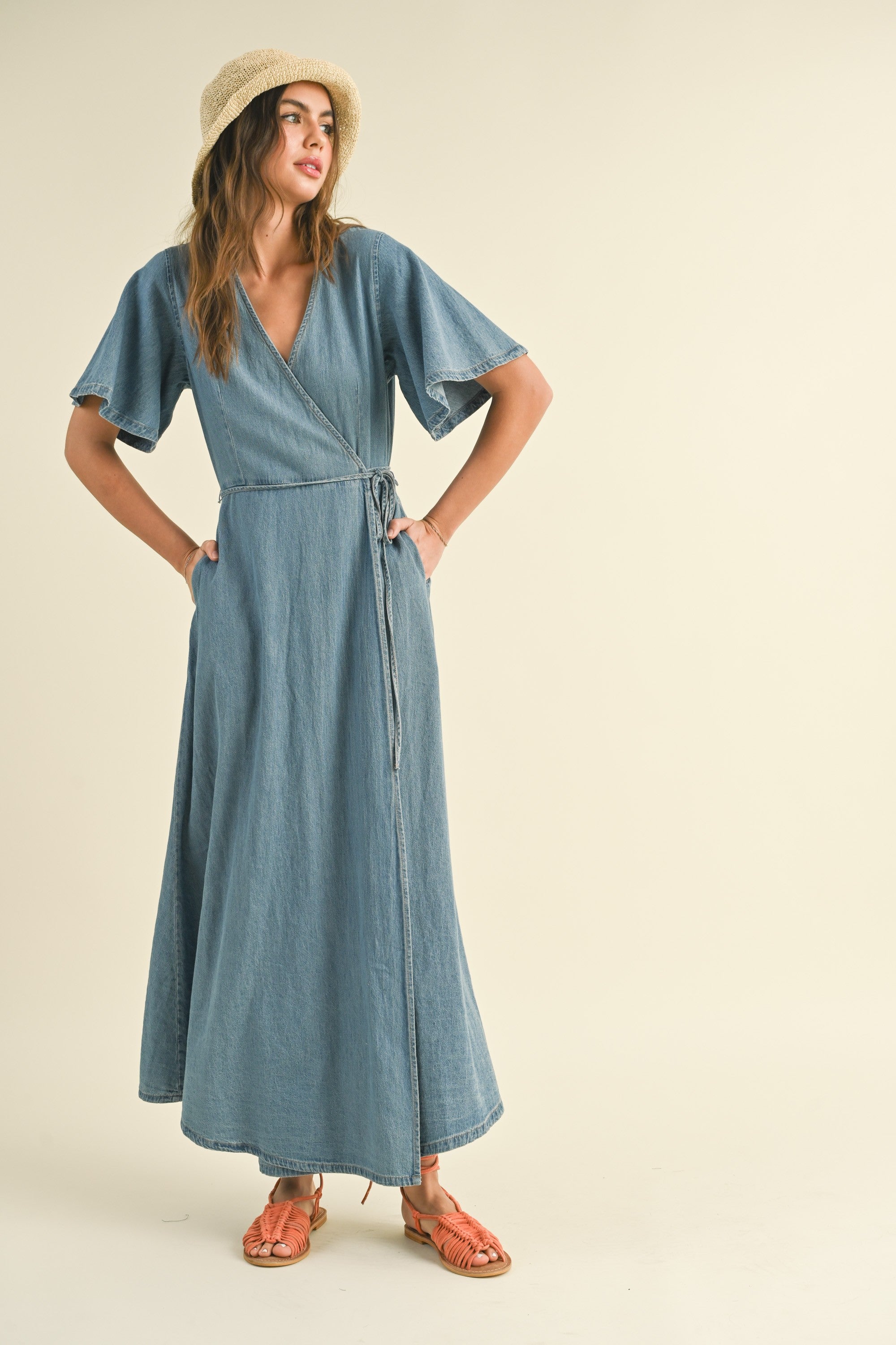 DENIM WRAP DRESS DENIM WRAP DRESS