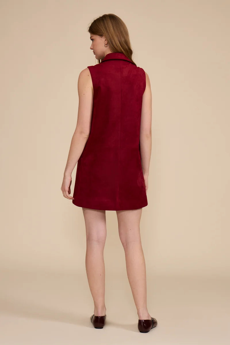 SUEDE MERLOT MINI DRESS