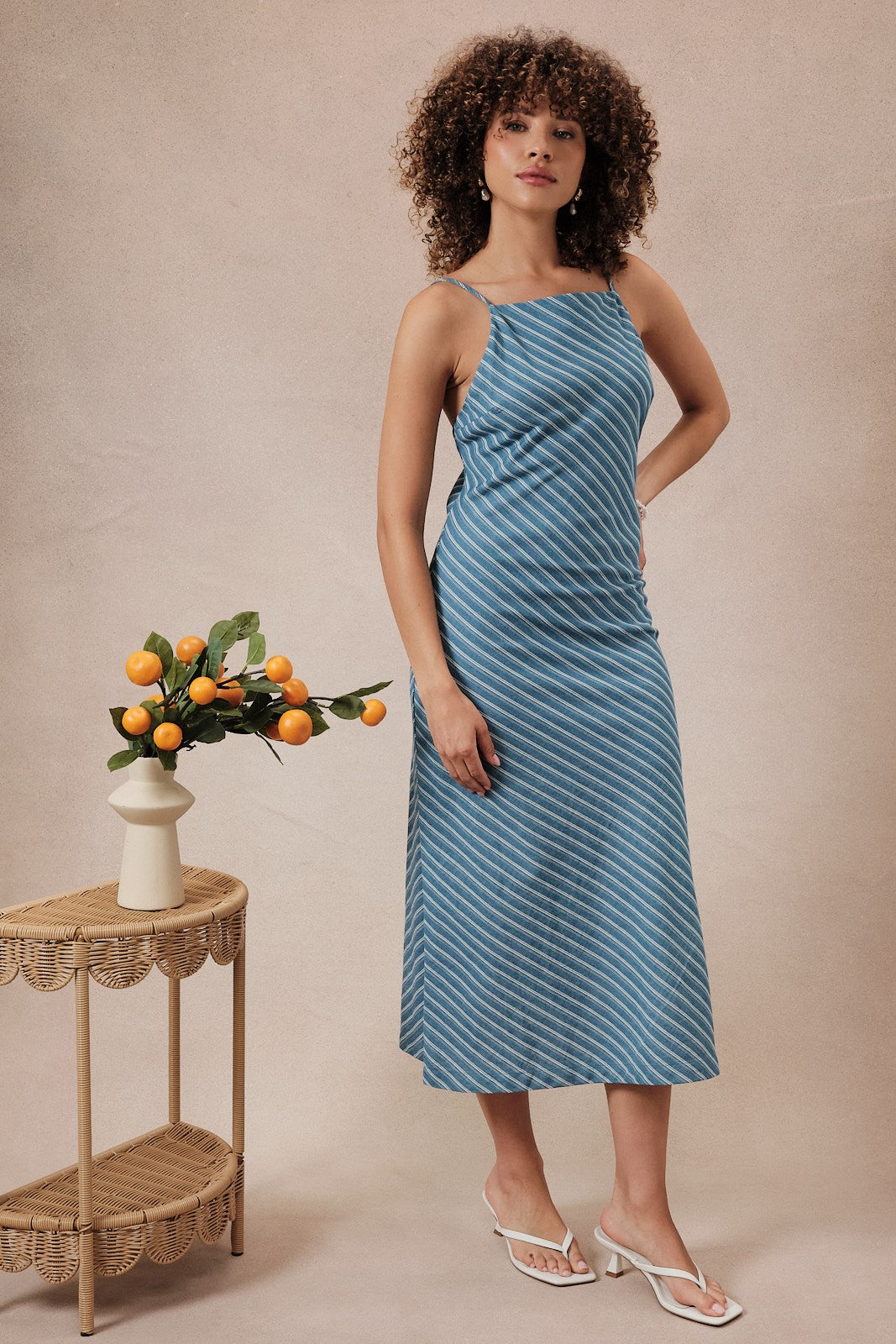 BIAS CUT STRIPE DRESS