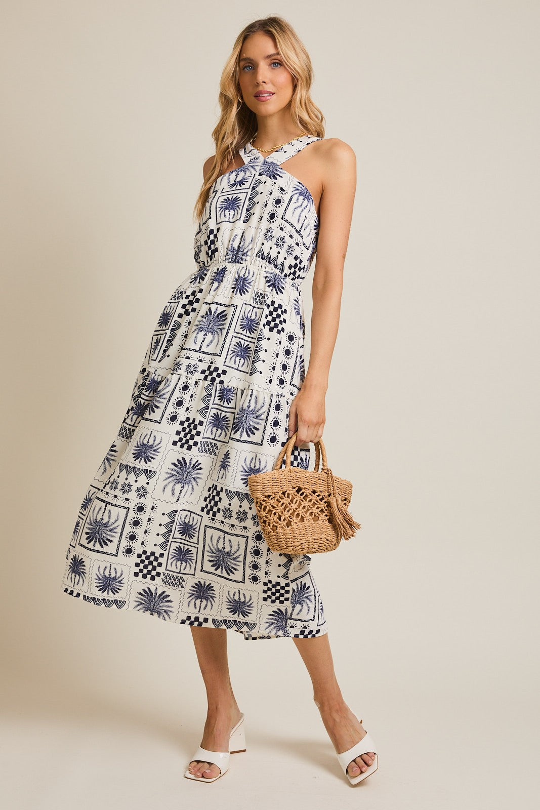HALTER NECK PRINT DRESS