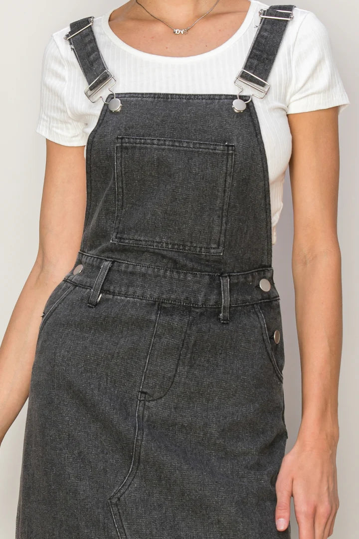 WASHED DENIM OVERALL DRESS