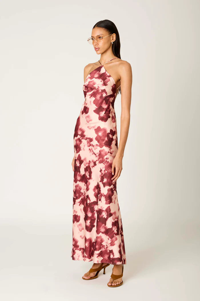 HALTER NECK FLORAL PRINT DRESS