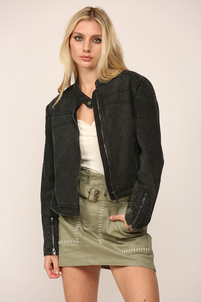 DENIM BIKER JACKET