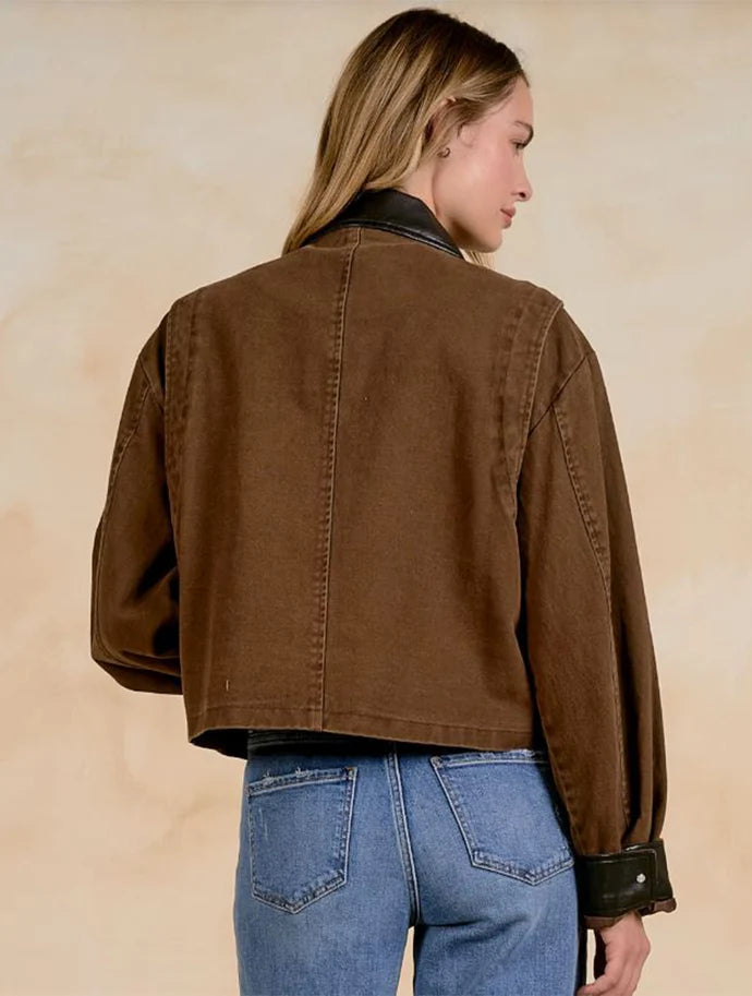 LEATHER TRIM JACKET