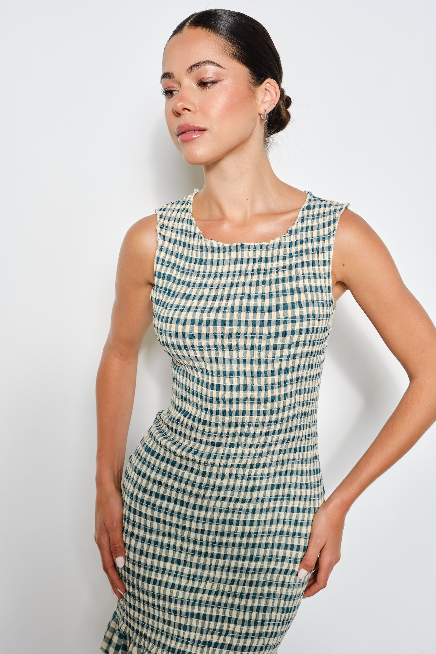 SMOCKED MINI DRESS