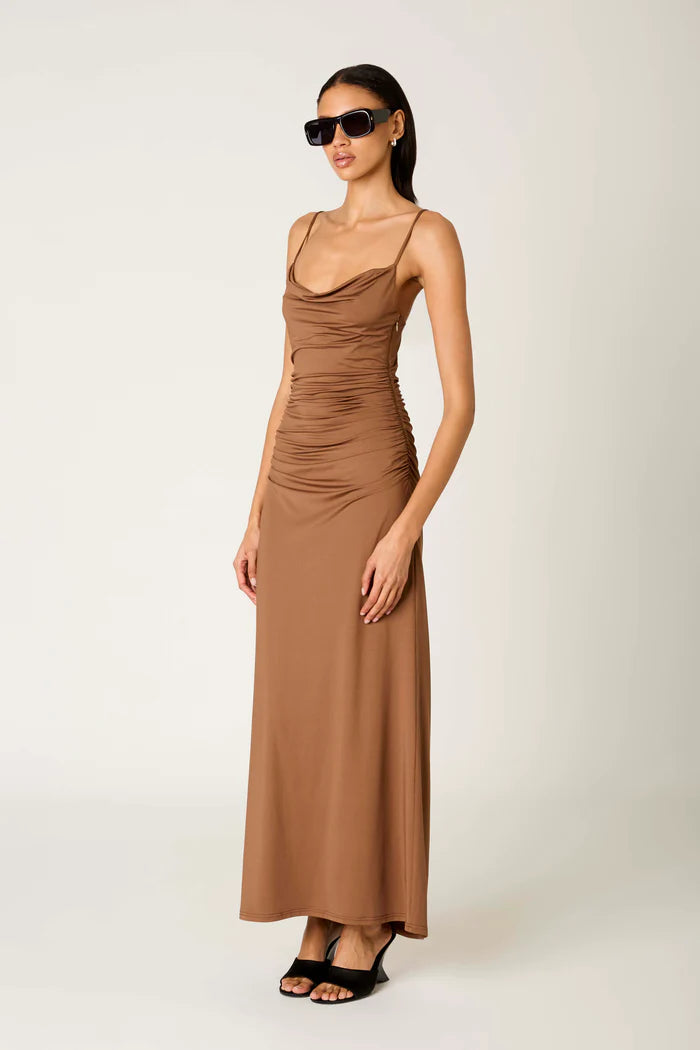 RUCHED SPAGHETTI STRAP DRESS