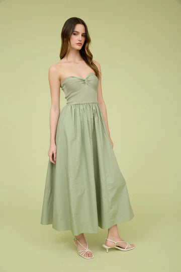 TWIST FRONT STRAPLESS DRESS