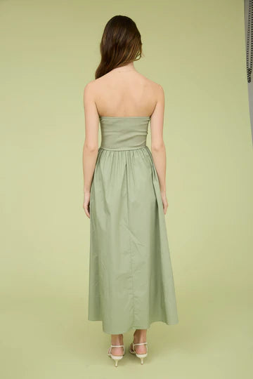 TWIST FRONT STRAPLESS DRESS