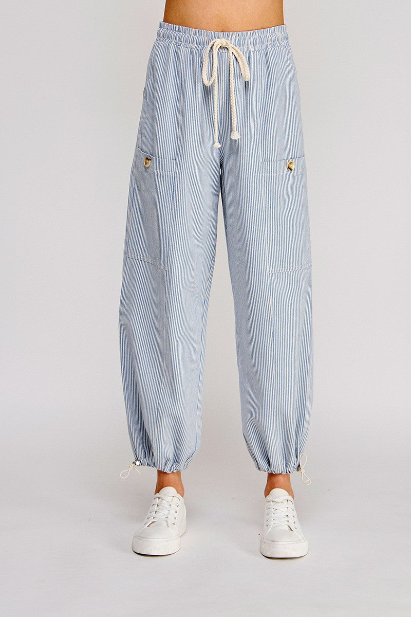 STRIPED TWILL JOGGER