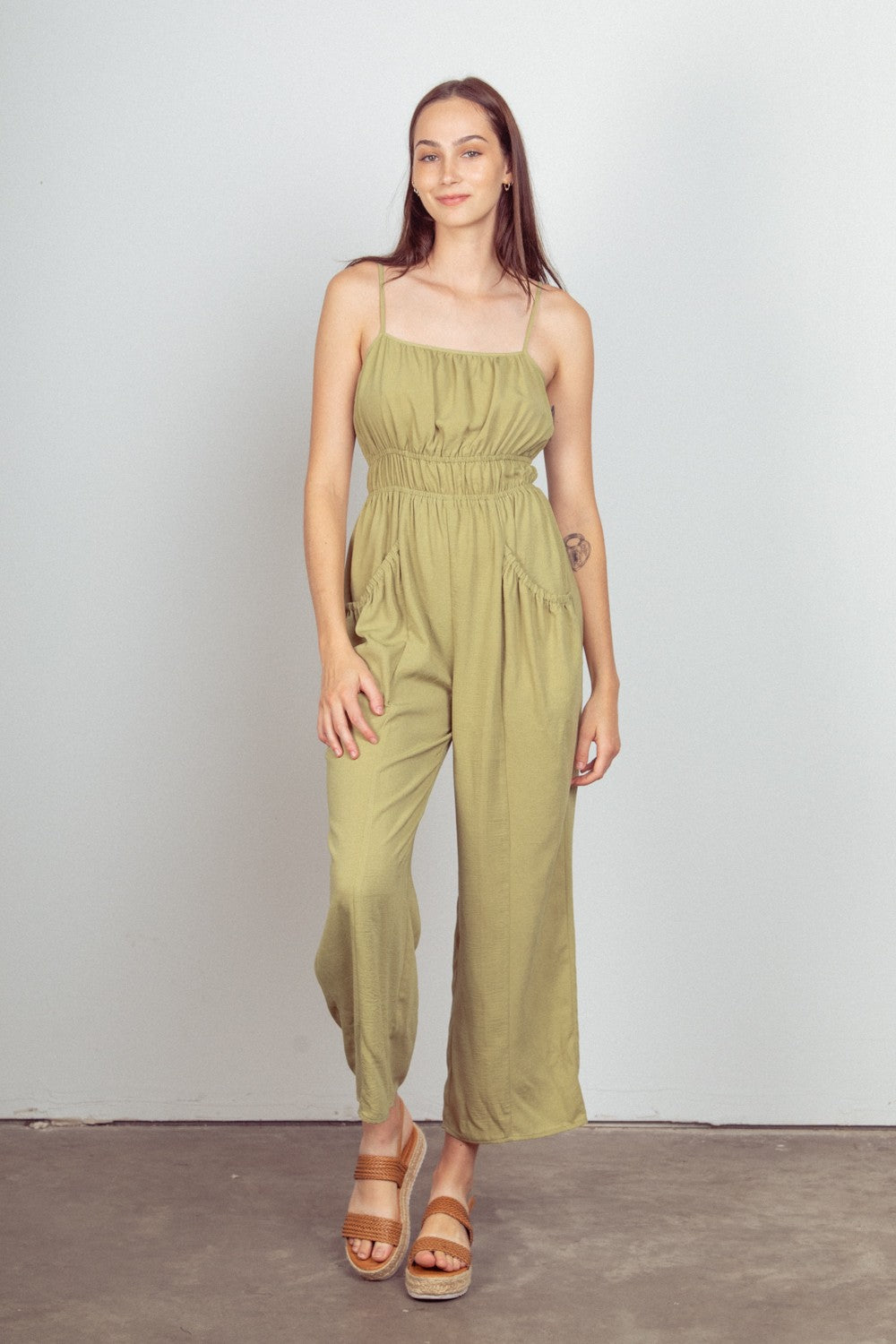 SOLID WOVEN JUMPSUIT