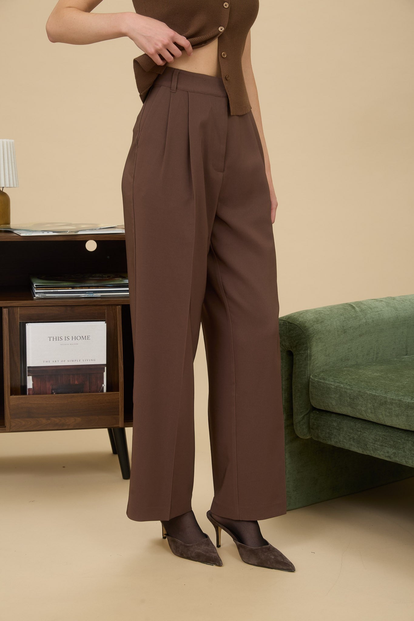 HIGH WAIST PLEAT TROUSER