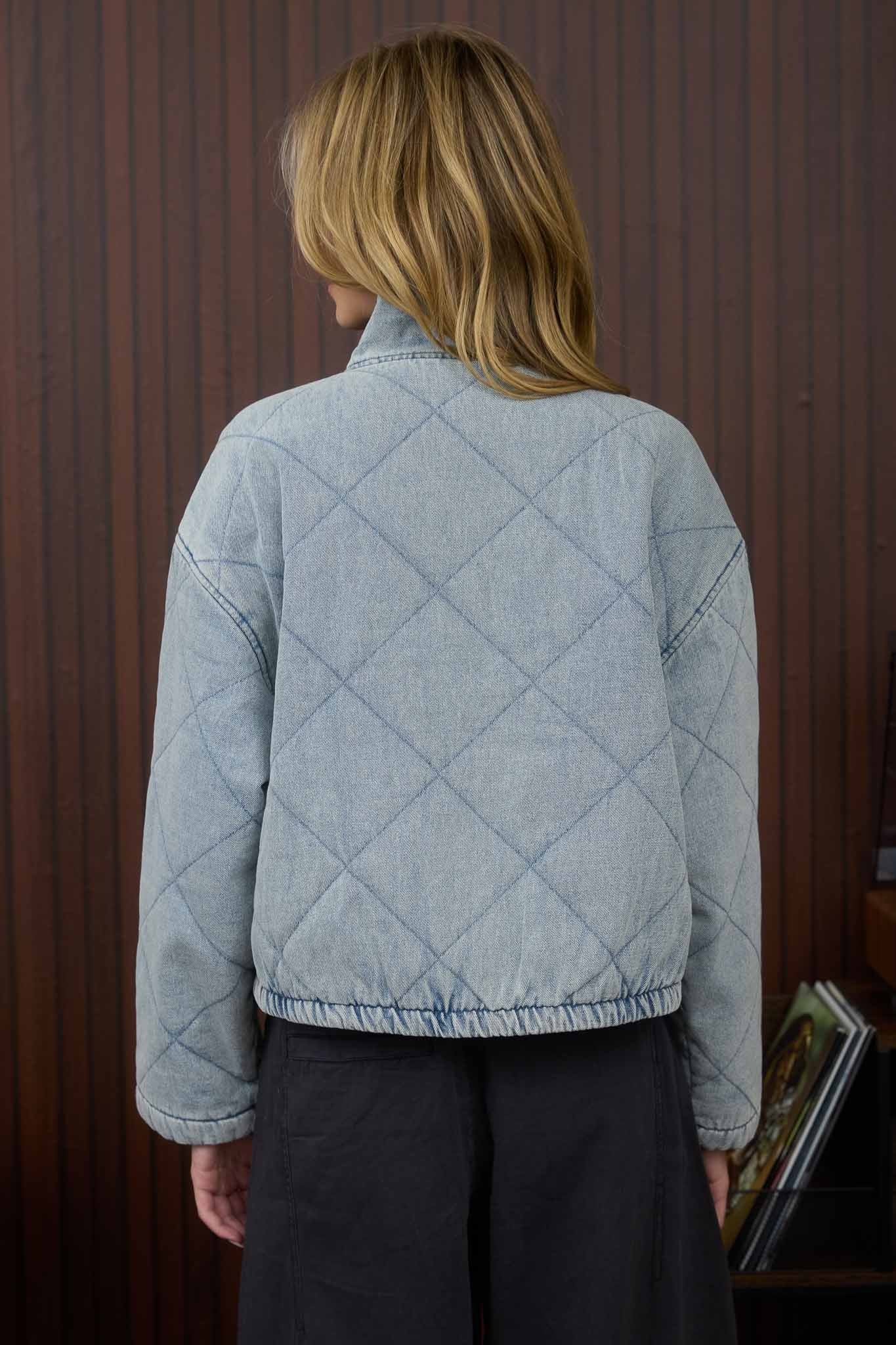 QUILTED DENIM PUFFER JACKET