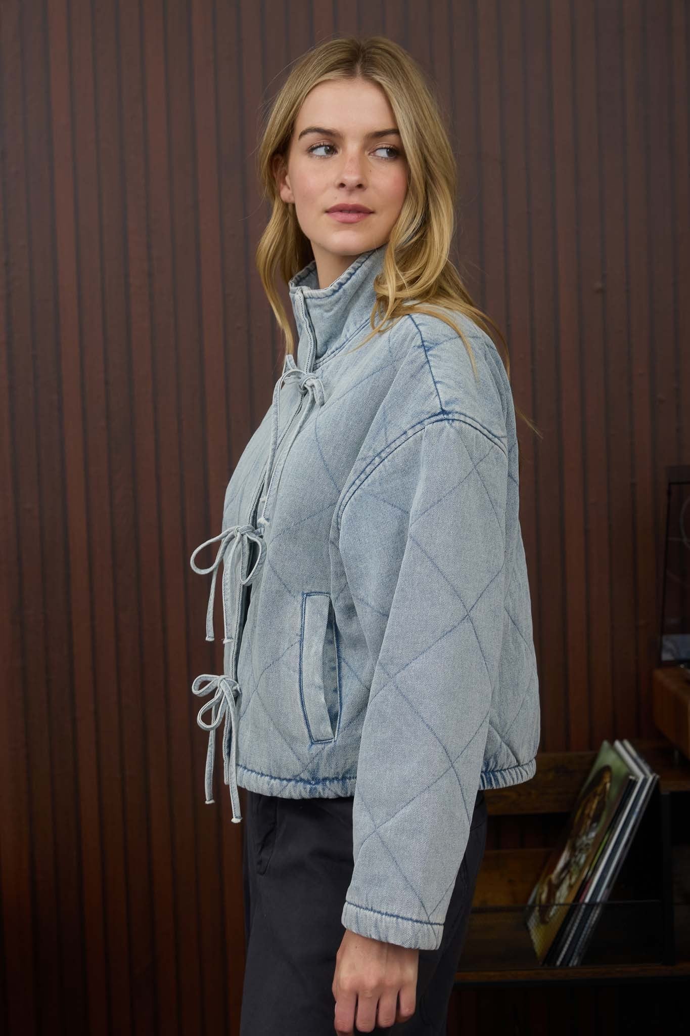 QUILTED DENIM PUFFER JACKET
