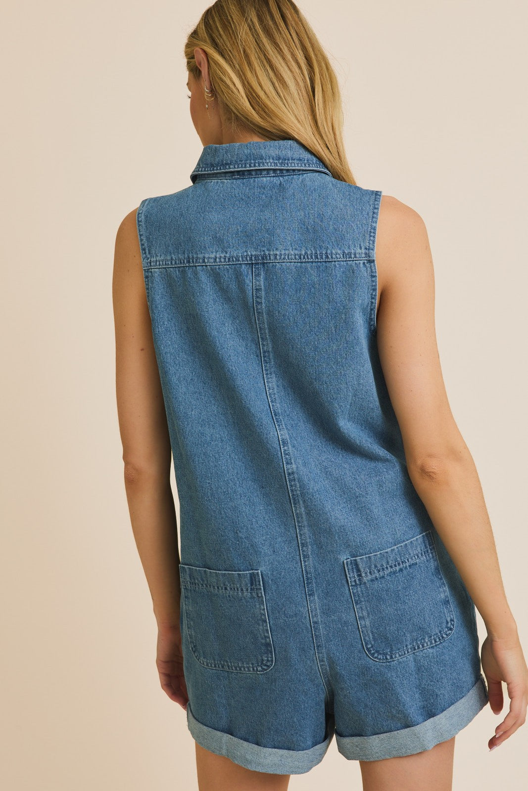 ZIP UP DENIM ROMPER