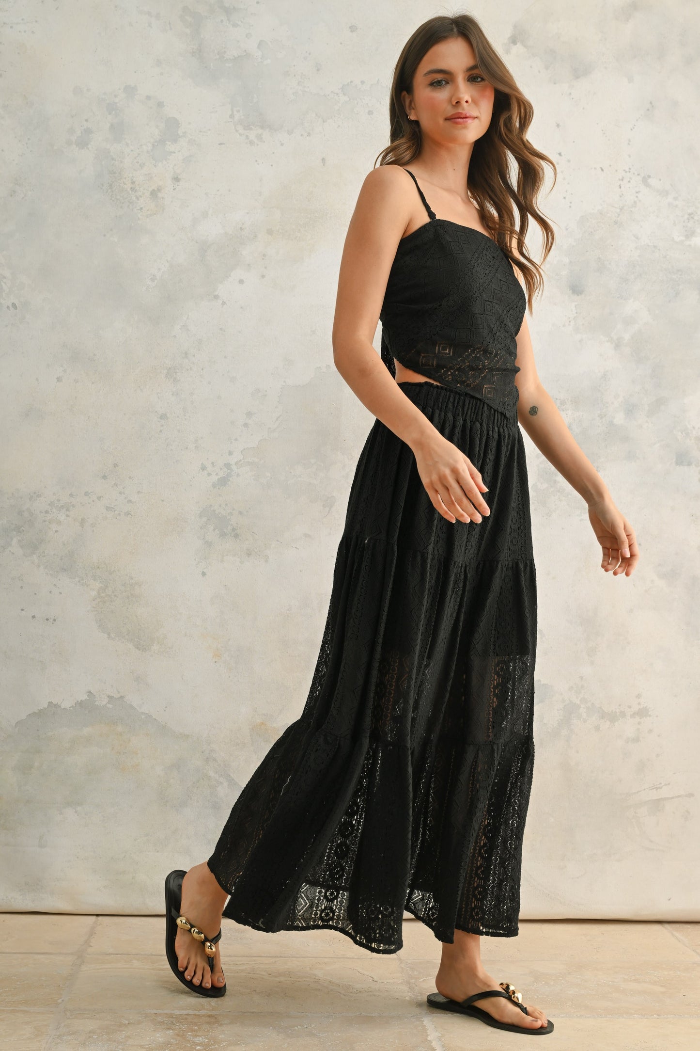 CROCHET LACE MAXI SKIRT