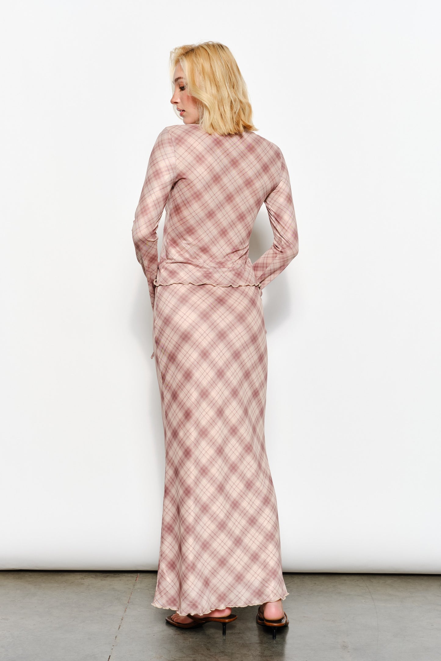 PLAID PRINT MAXI SKIRT