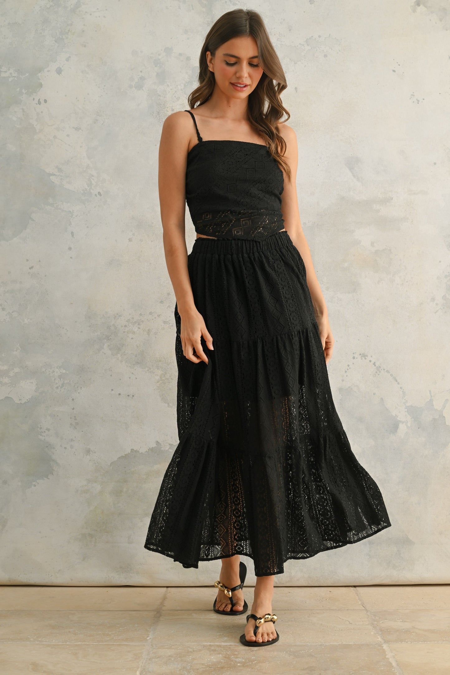 CROCHET LACE MAXI SKIRT