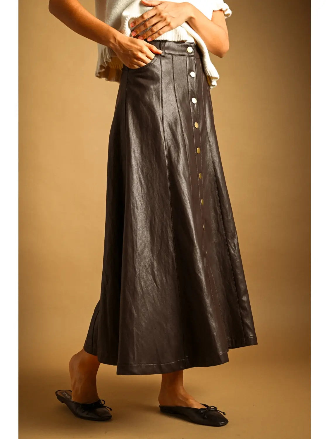 VEGAN LEATHER MAXI SKIRT