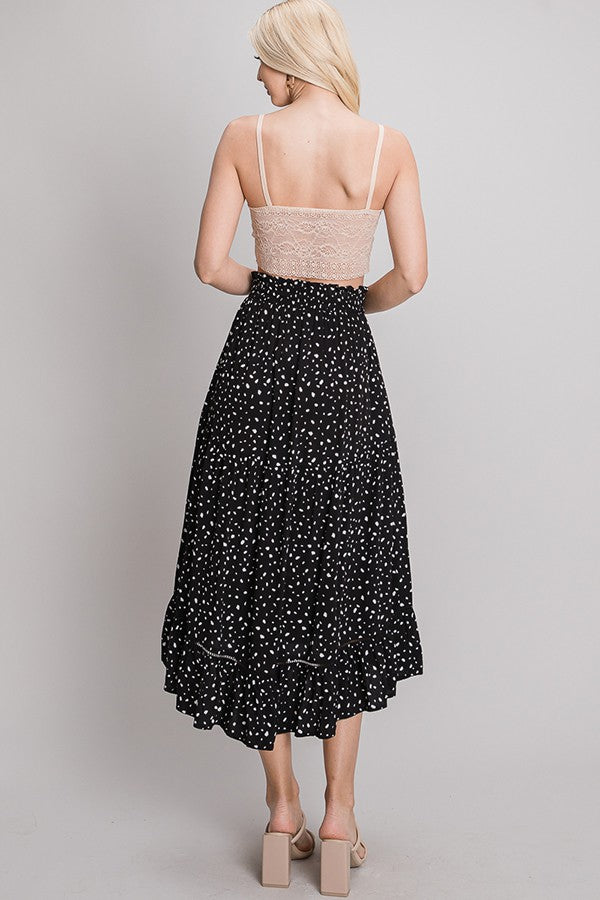 SMOCKED WAIST MIDI SKIRT