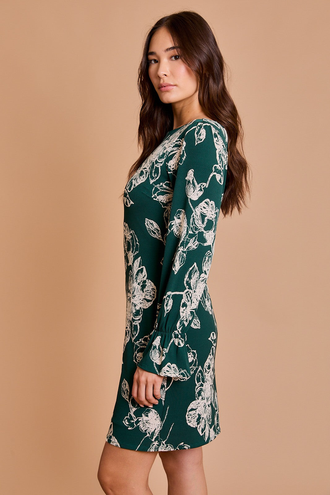 RUFFLE SLEEVE MINI DRESS