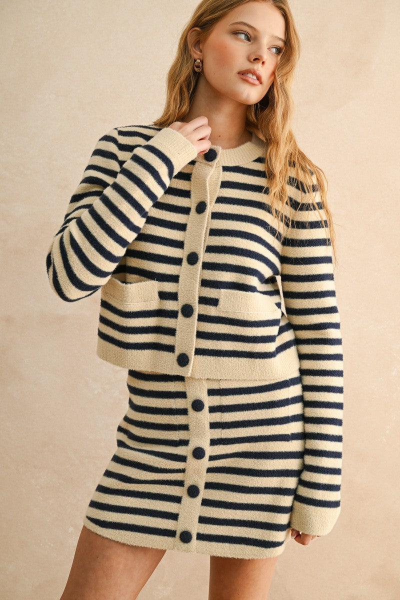 STRIPED CARDIGAN SWEATER