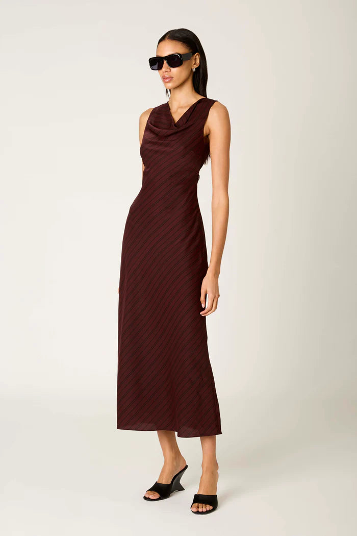 STRIPED BACKLESS DRESS