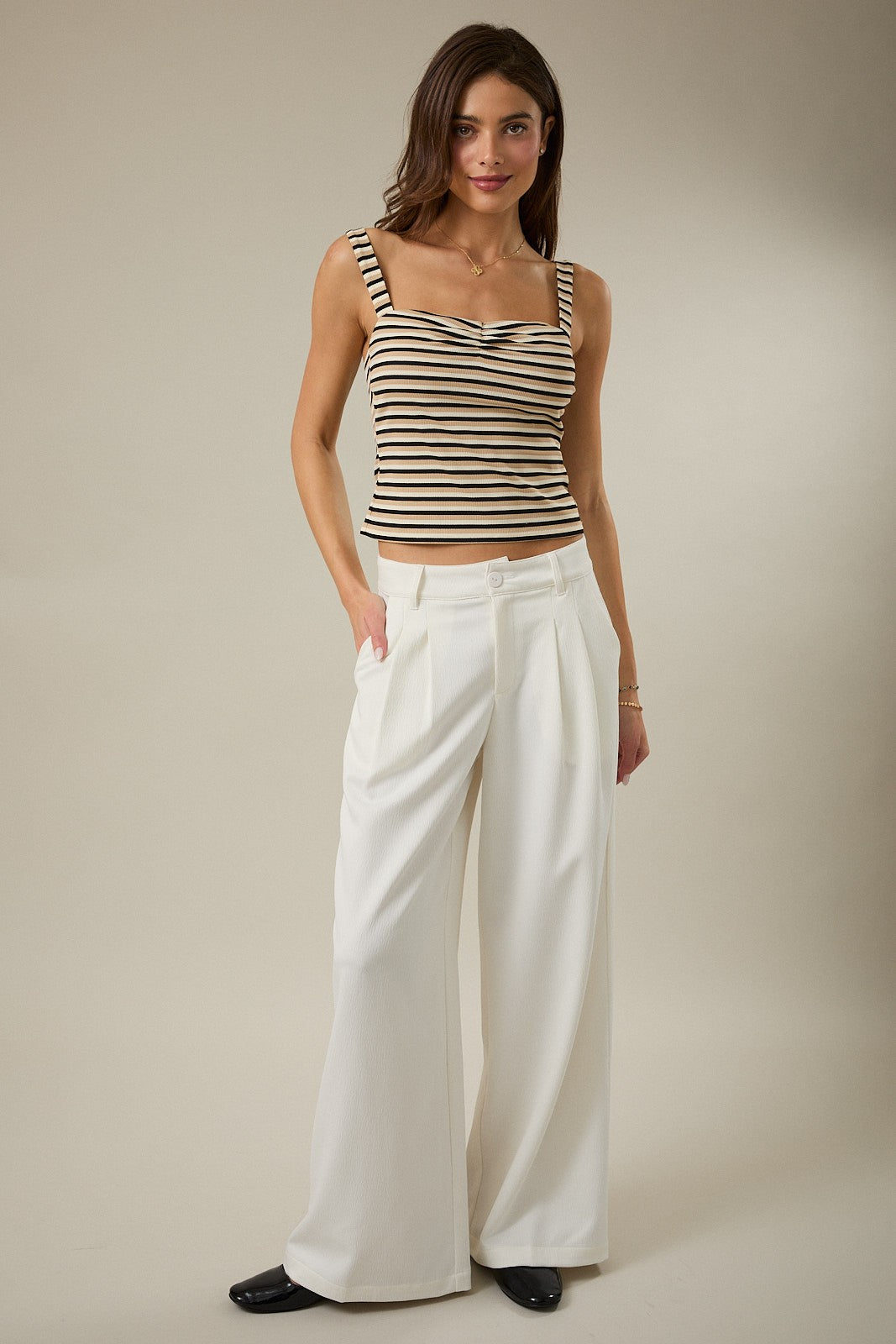 STRIPED RIBBED TOP