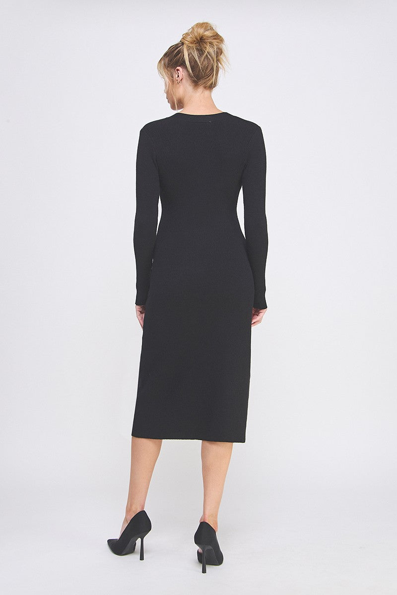 BUTTON DETAIL SWEATER DRESS