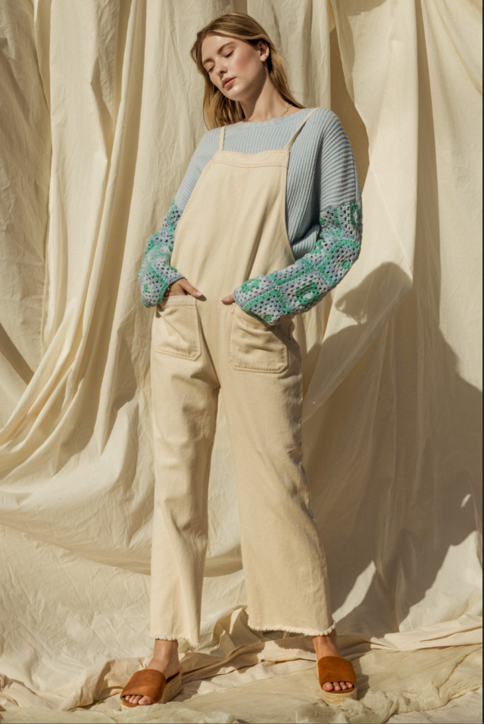 KHAKI DENIM OVERALL
