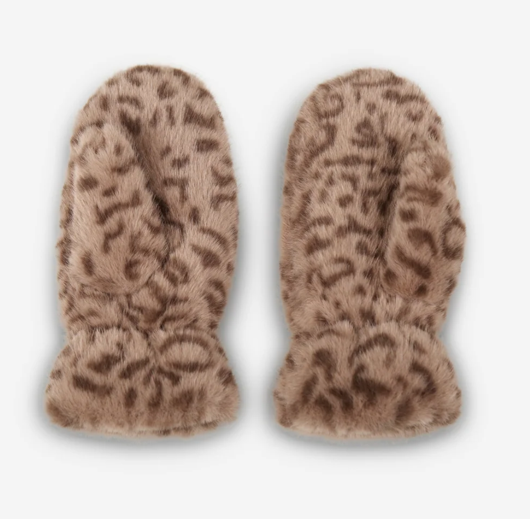 LEOPARD FAUX FUR MITTEN