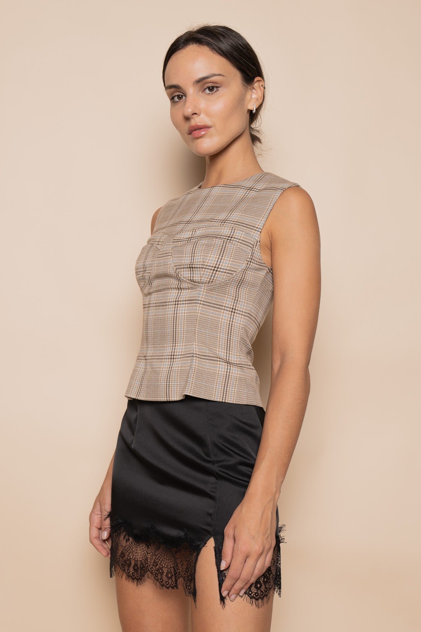 PLAID BUSTIER TOP
