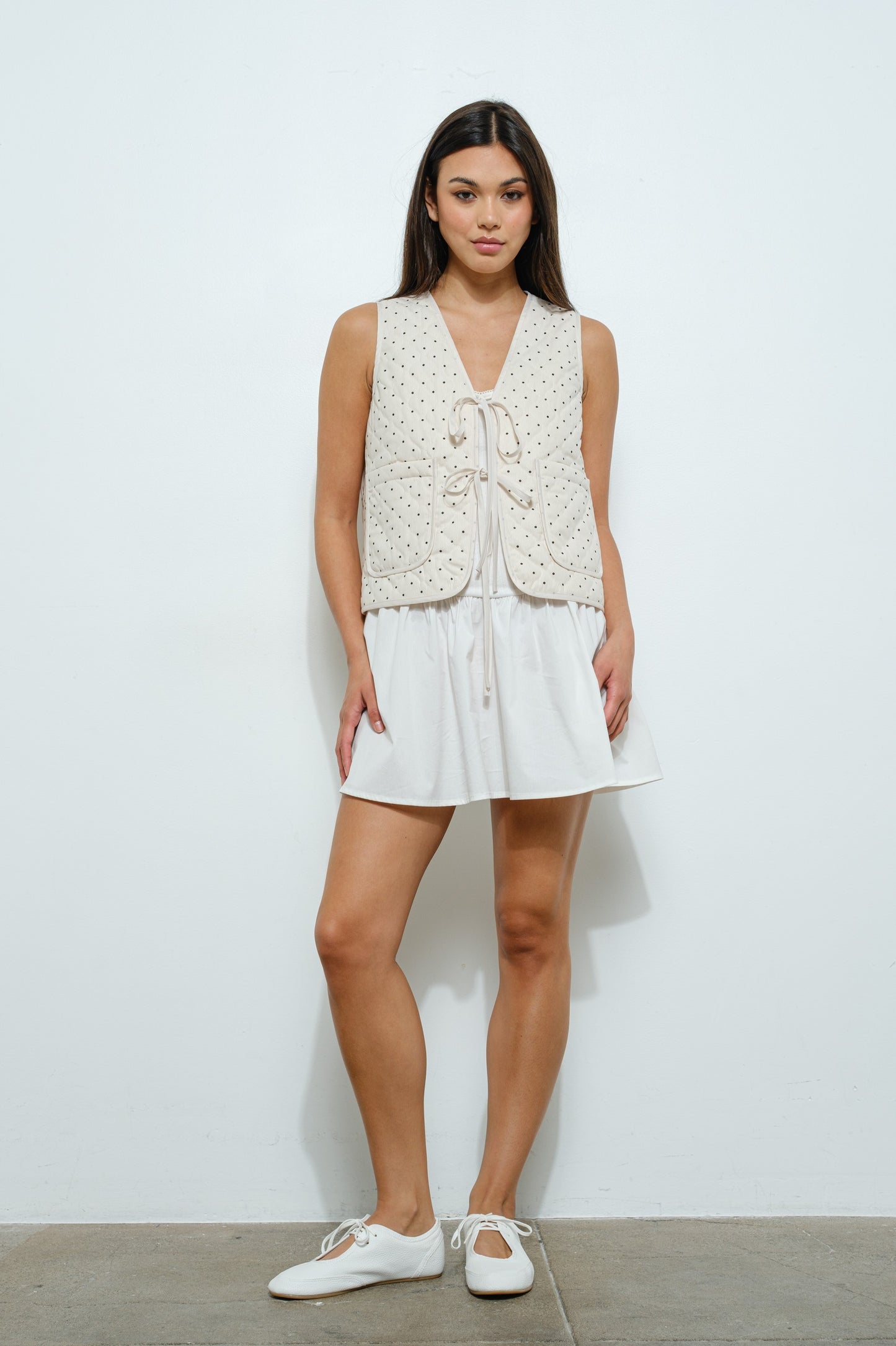 QUILTED POLKA DOT VEST