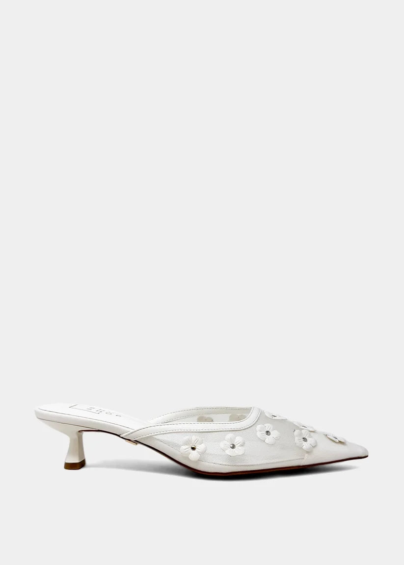 FLORAL DETAIL KITTEN HEEL