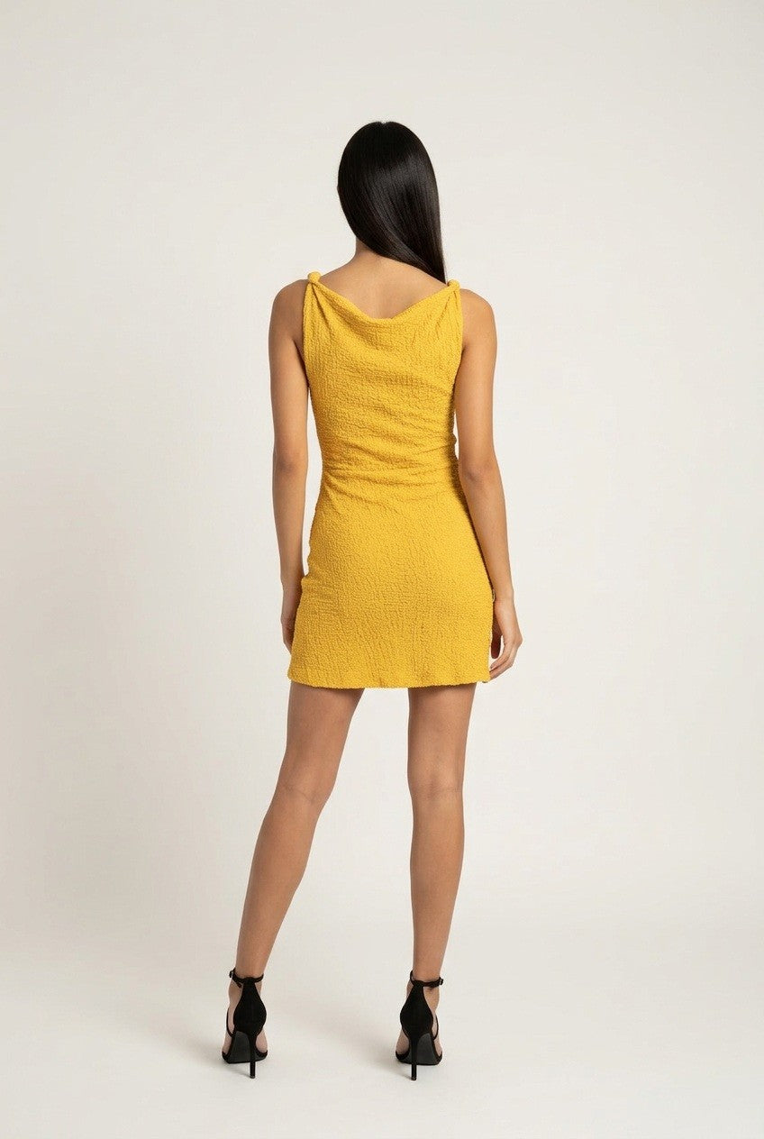 SHOULDER TWIST MINI DRESS