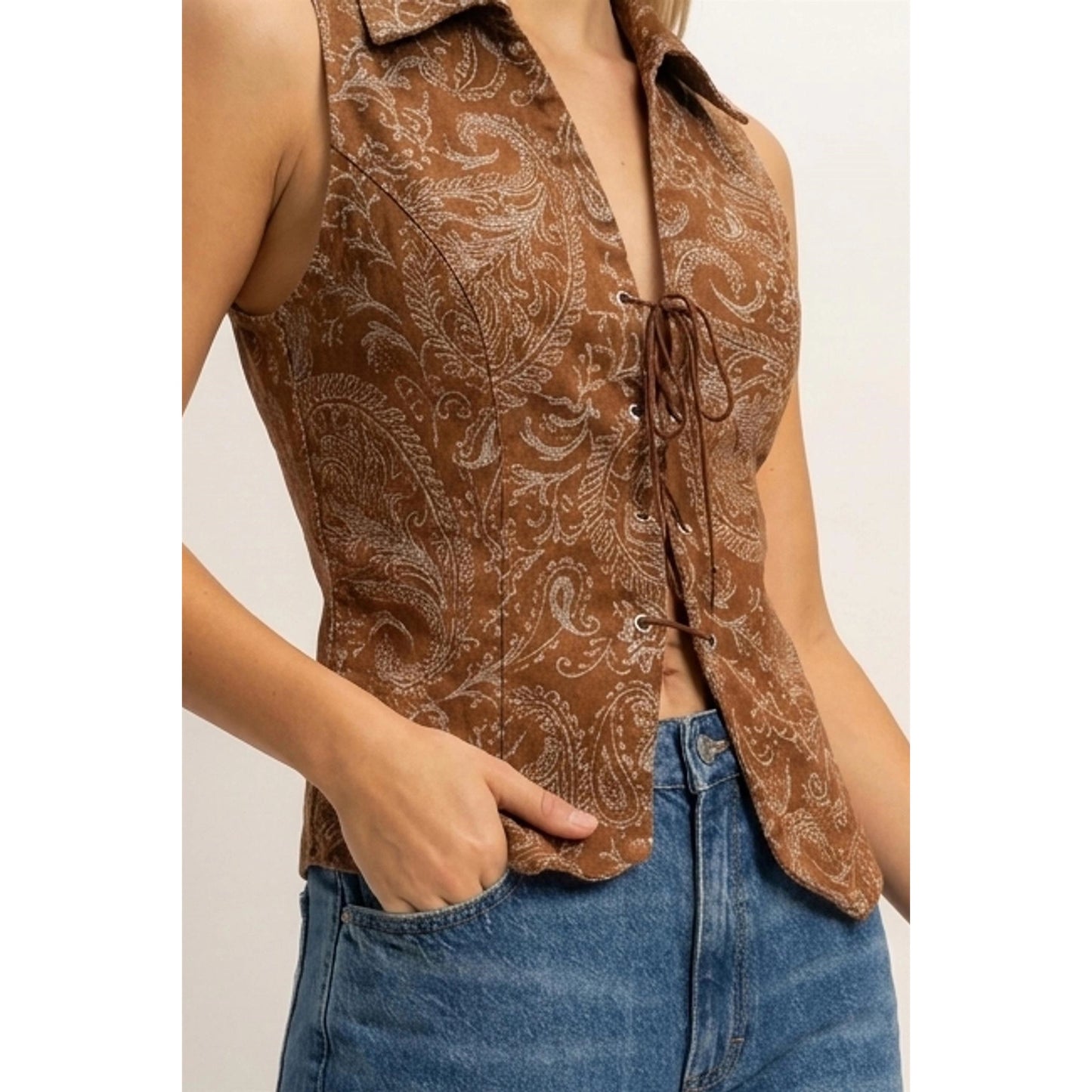 PAISLEY LACE UP VEST