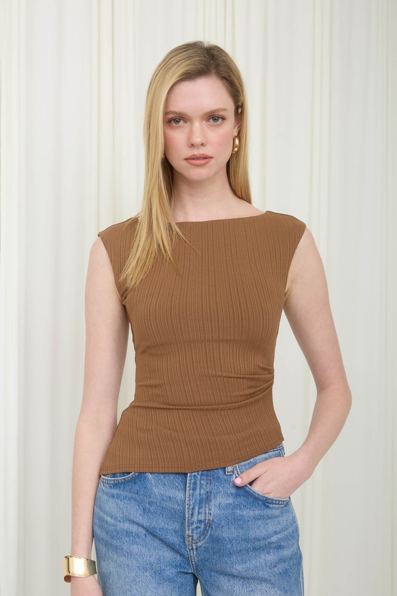 ASYMMETRICAL HEM RIBBED TANK