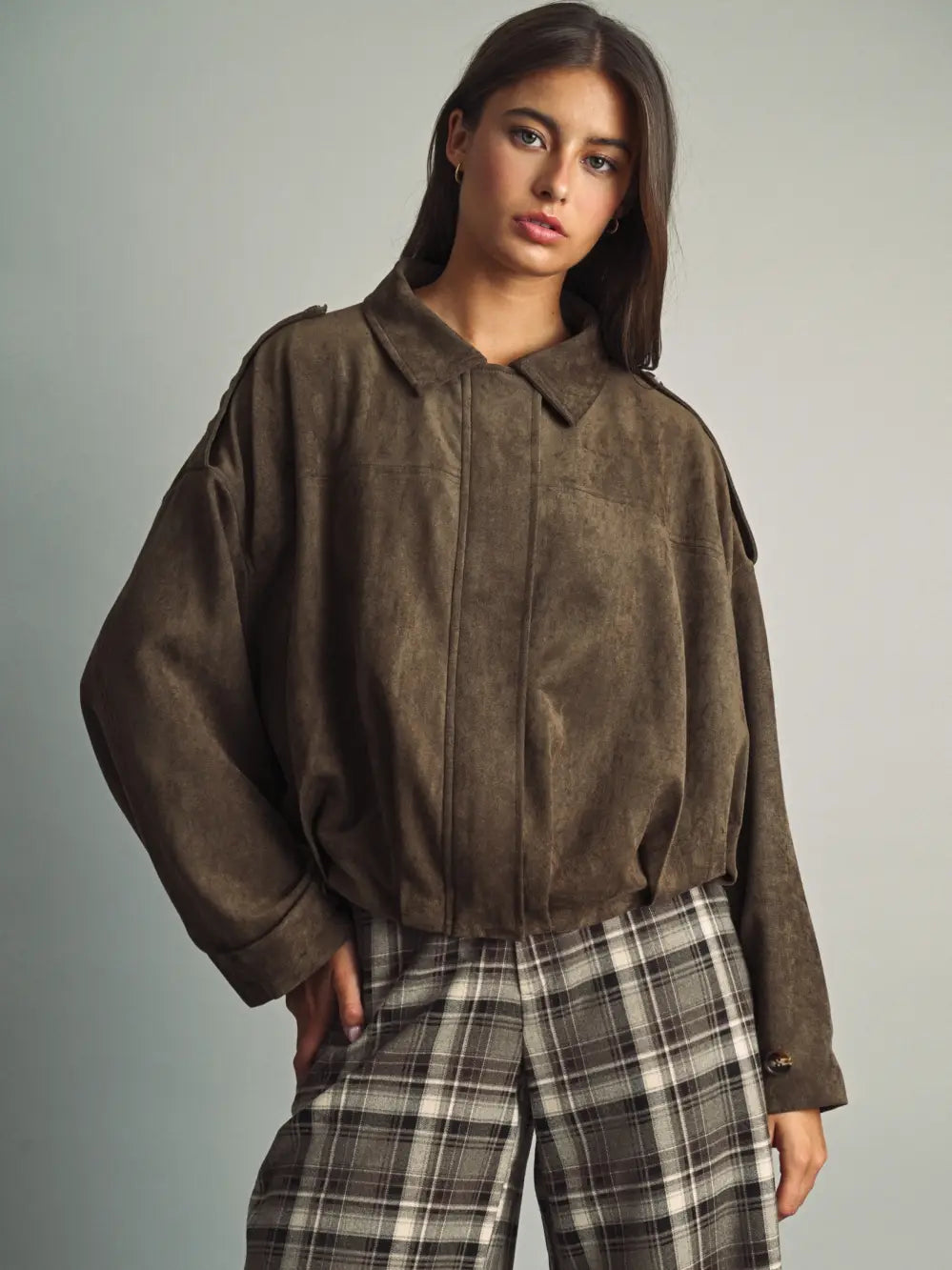 SUEDE PLEATED JACKET