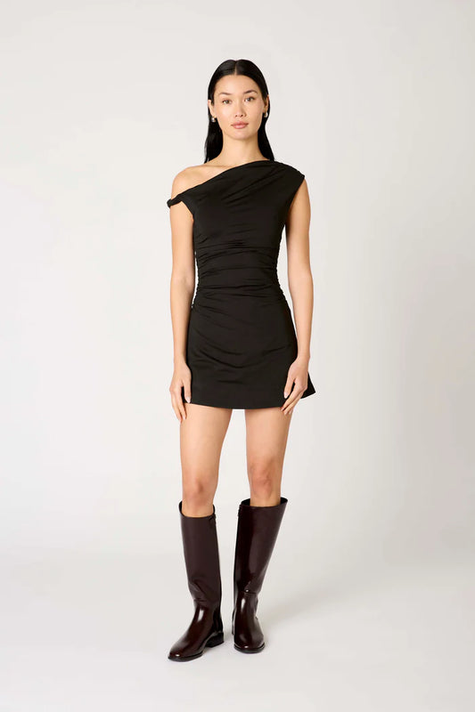 TWIST SHOULDER MINI DRESS