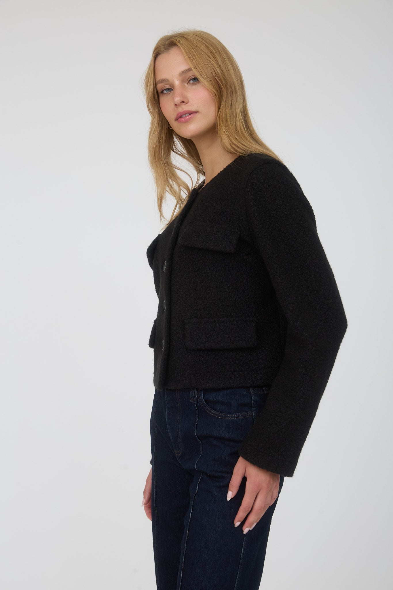 BUTTON DOWN TWEED JACKET