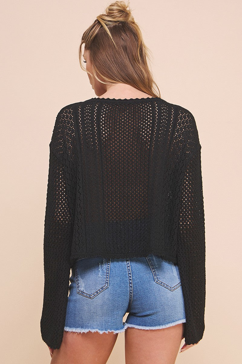 TIE NECK PULLOVER SWEATER
