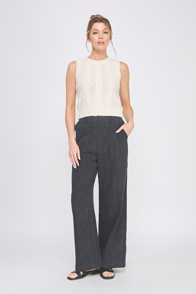 TEXTURED WIDE LEG PANT