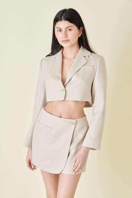 CROPPED LINEN BLAZER